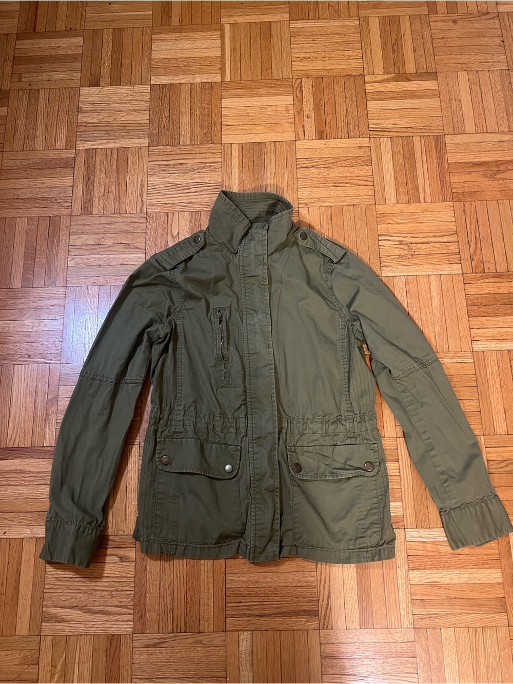 In Demand Funnel Neck Love Tree Olive Utility Field Jacket size Medium